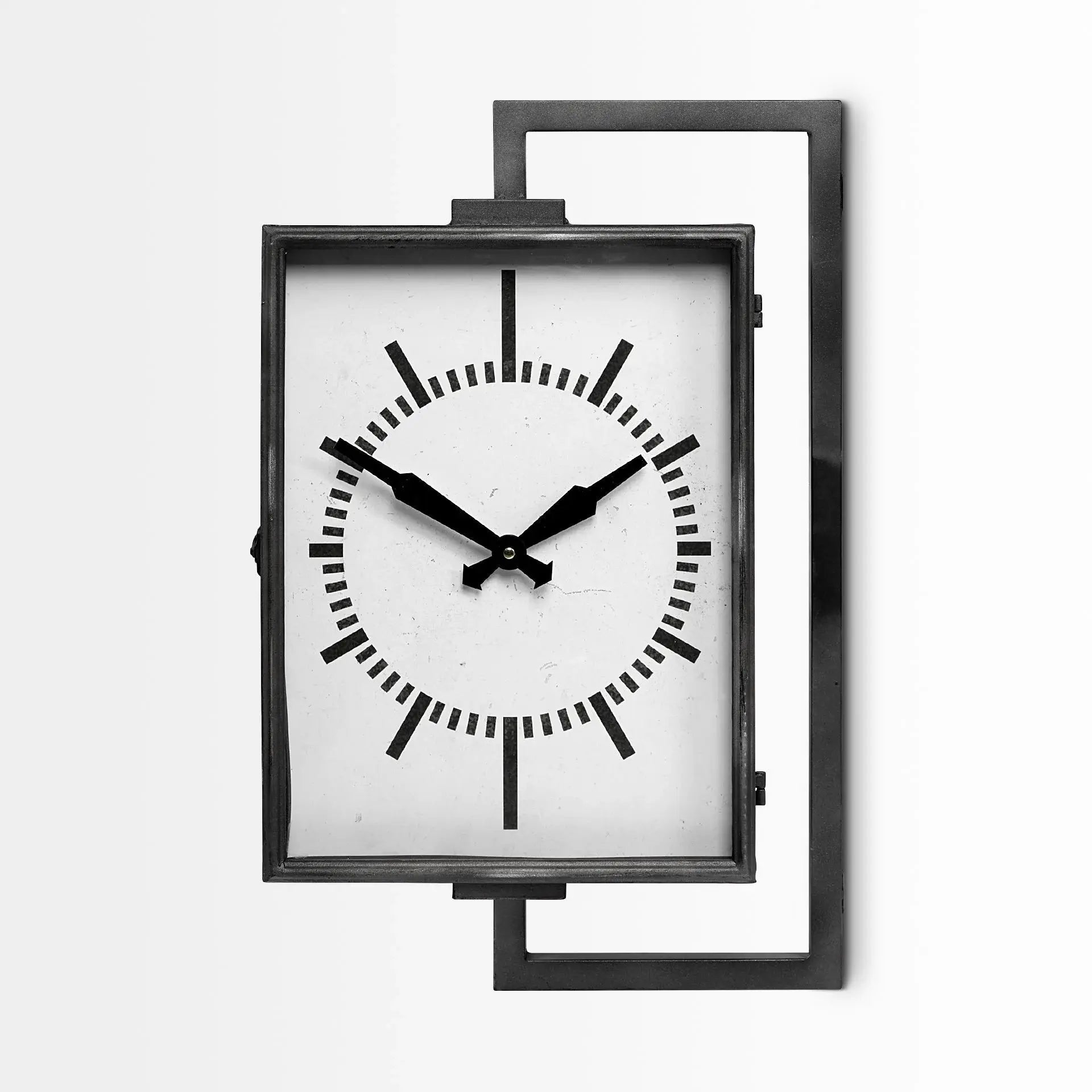 Rectangular Large Black Industrial Style Wall Clock - Homeroots - Flyclothing LLC