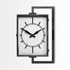 Rectangular Large Black Industrial Style Wall Clock - Homeroots