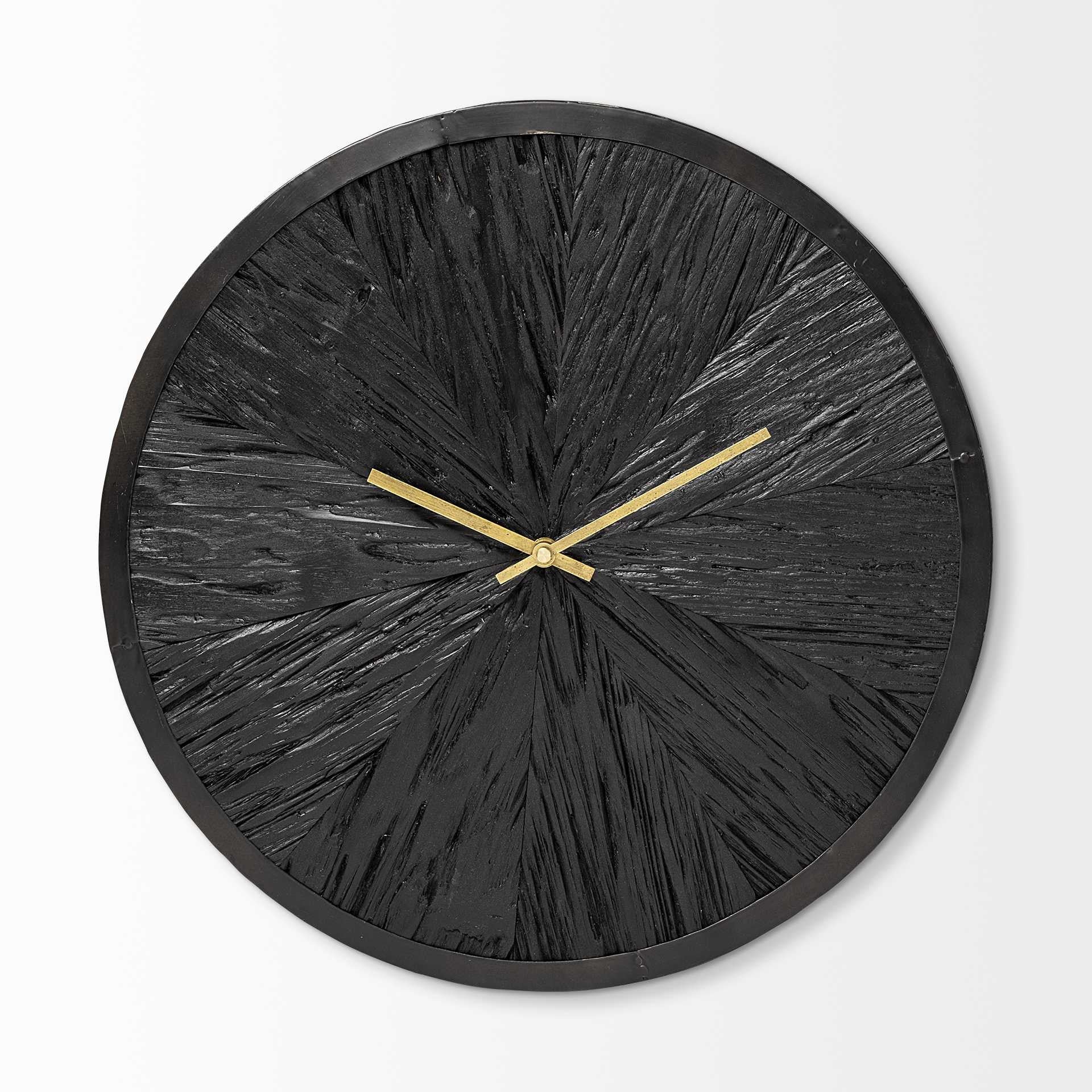 16.5" Round Large Black Modern Wall Clock - Homeroots