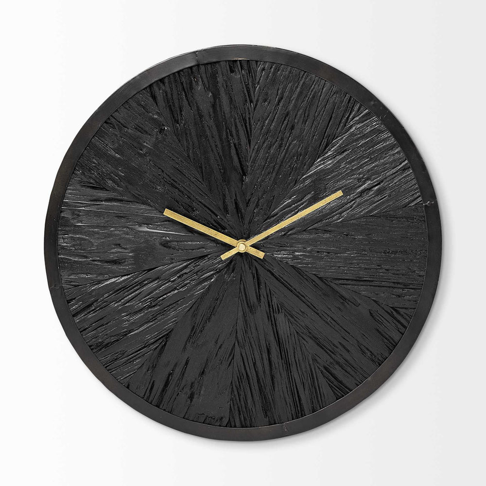 16.5" Round Large Black Modern Wall Clock - Homeroots