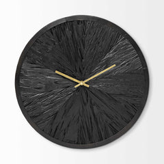 16.5" Round Large Black Modern Wall Clock - Homeroots