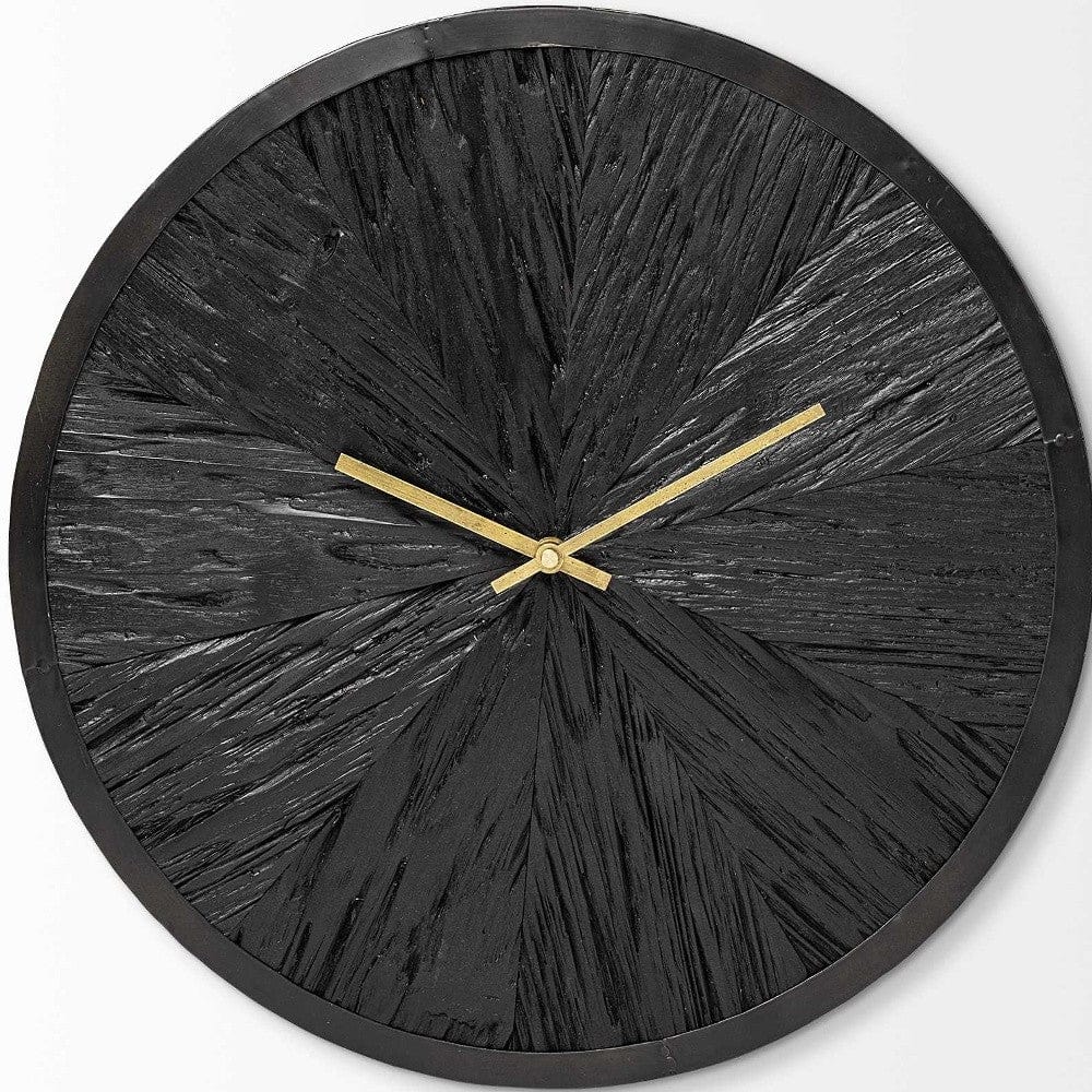 16.5" Round Large Black Modern Wall Clock - Homeroots