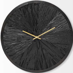 16.5" Round Large Black Modern Wall Clock - Homeroots