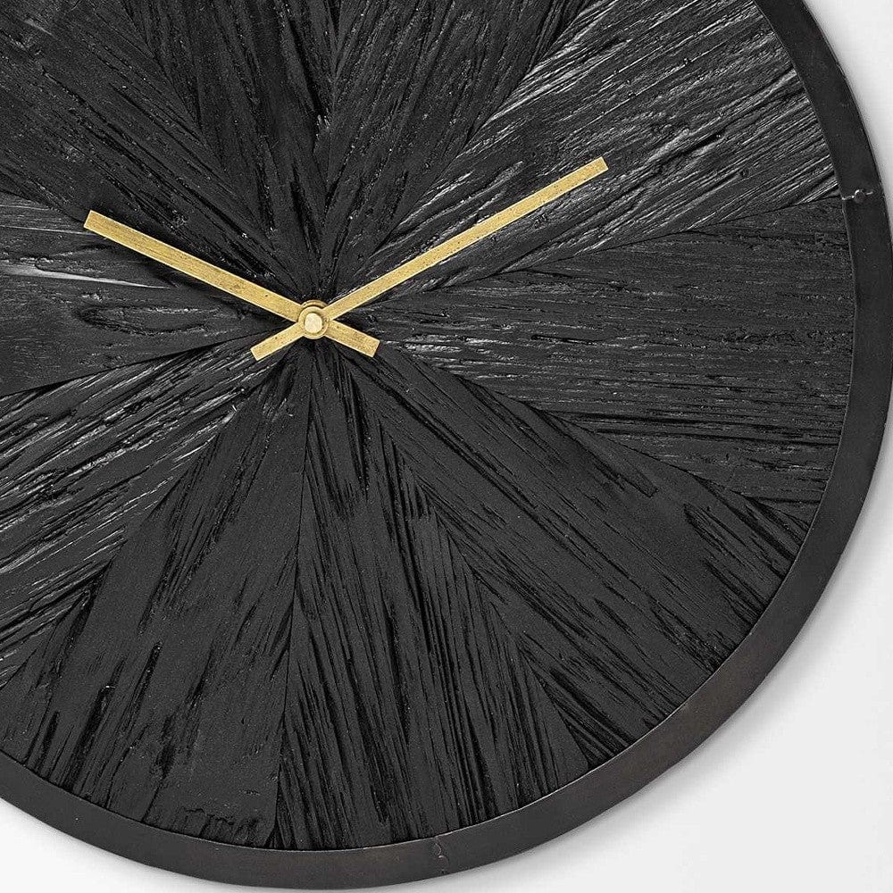 16.5" Round Large Black Modern Wall Clock - Homeroots