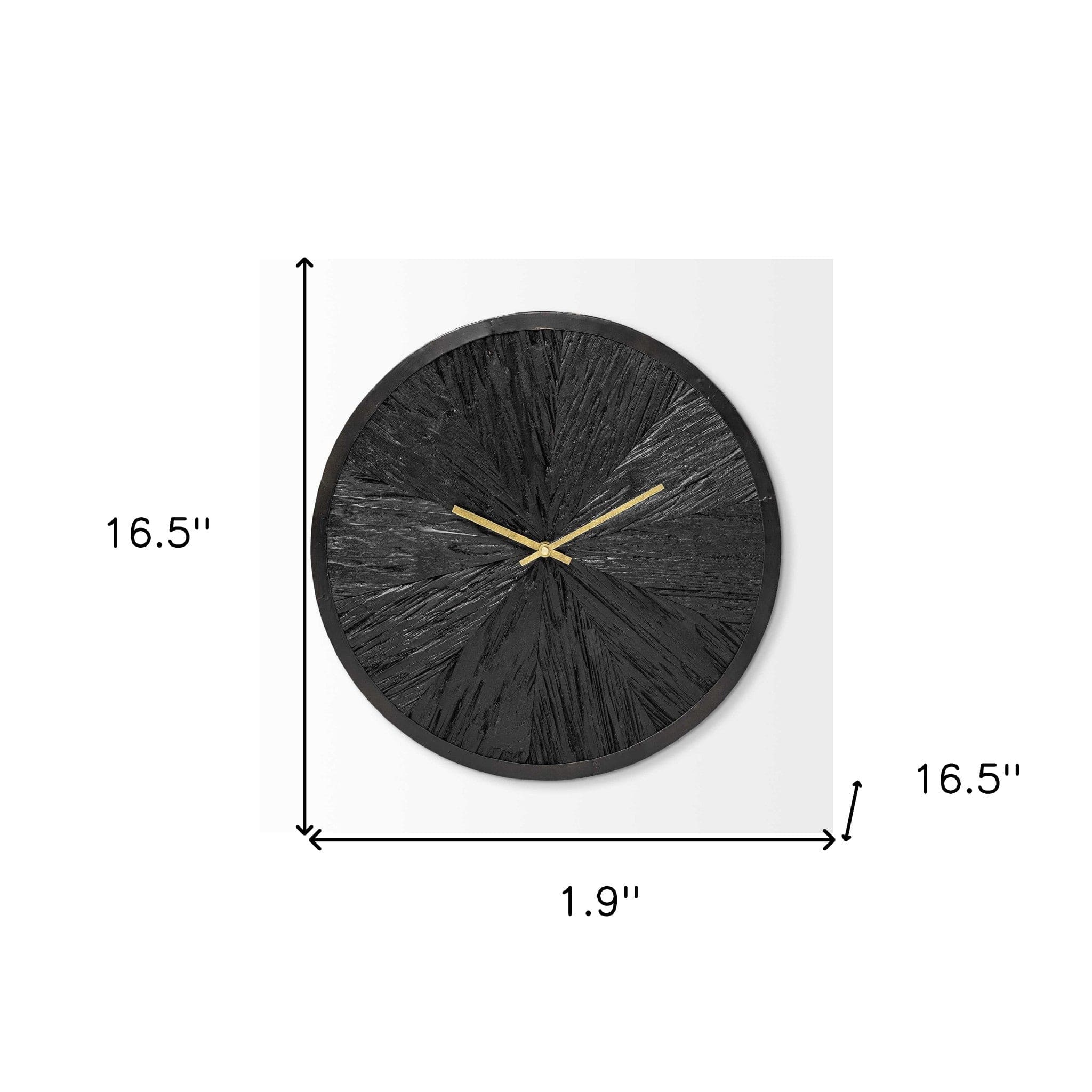 16.5" Round Large Black Modern Wall Clock - Homeroots