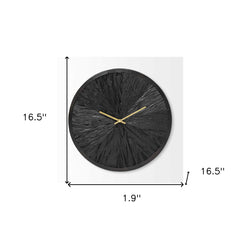 16.5" Round Large Black Modern Wall Clock - Homeroots