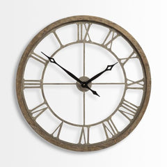 32" Circle Brown Metal Skeleton Wall Clock