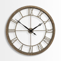 32" Circle Brown Metal Skeleton Wall Clock