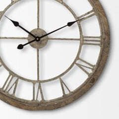 25" Circle Brown Metal Skeleton Wall Clock - Homeroots