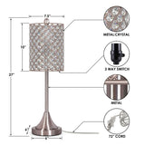 Set of Two 24" Silver Metal Table Lamp With Clear Drum Shade - Homeroots