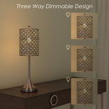 Set of Two 24" Silver Metal Table Lamp With Clear Drum Shade - Homeroots