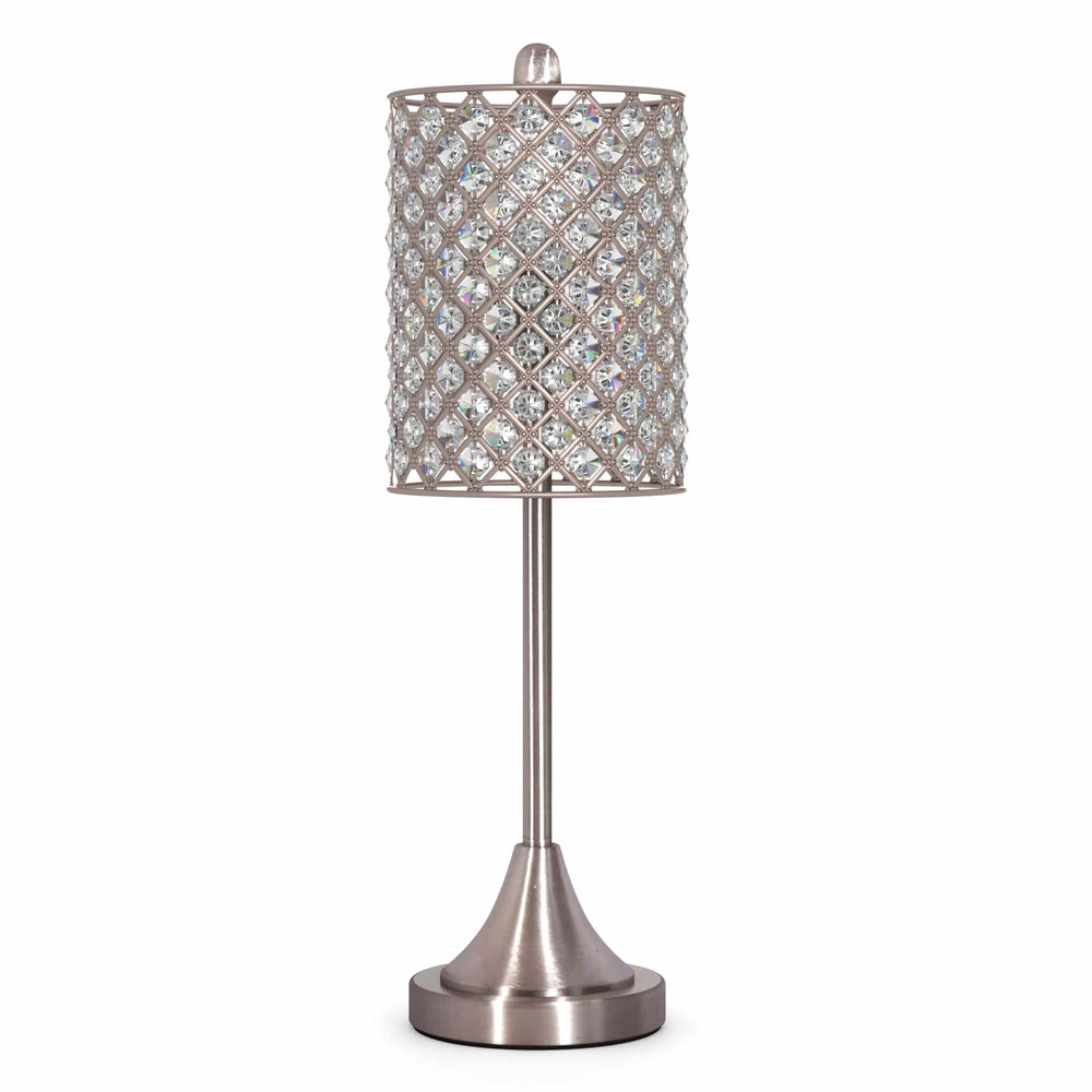 Set of Two 24" Silver Metal Table Lamp With Clear Drum Shade - Homeroots - Flyclothing LLC