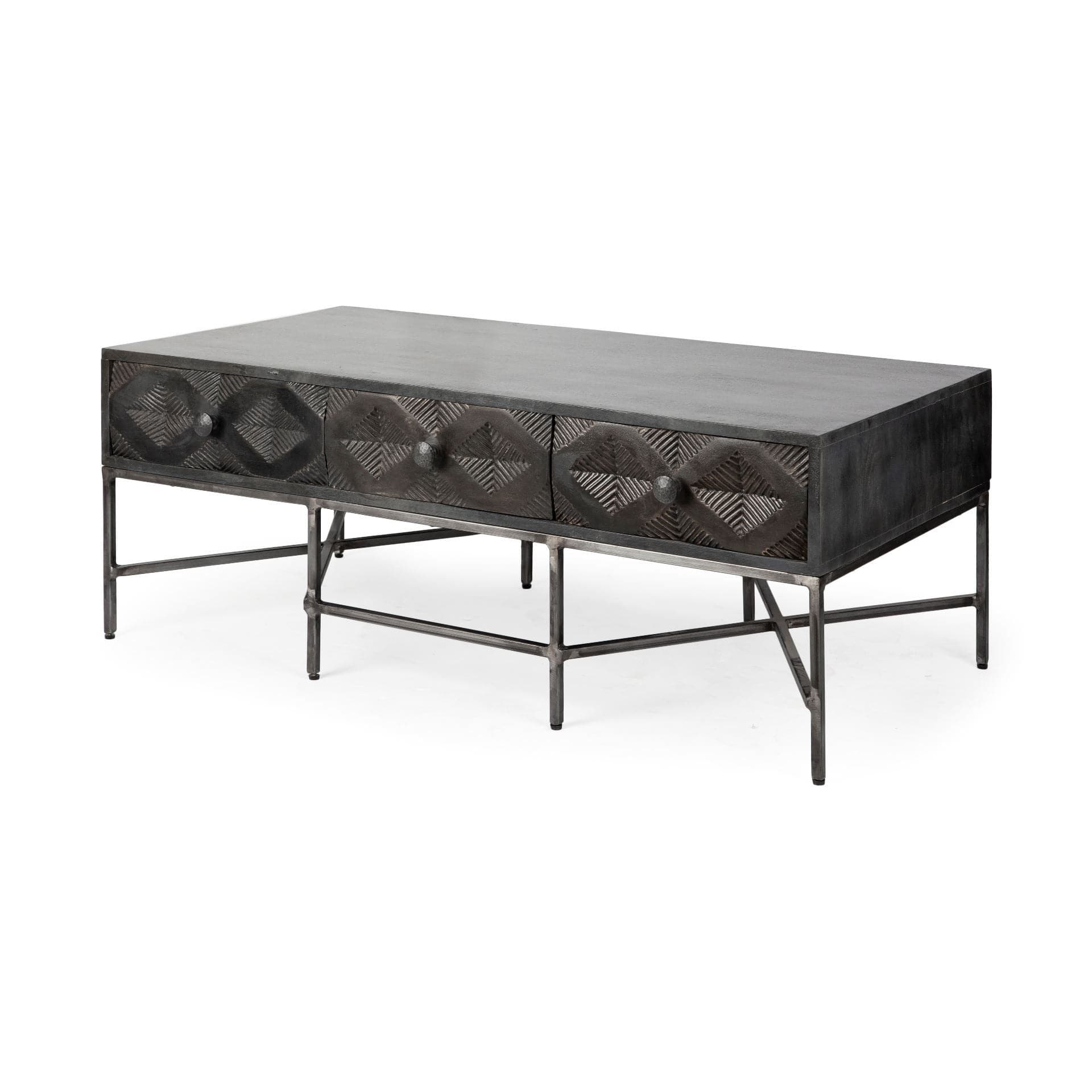 Rectangular Solid Wood Coffee Table W 3 Drawers - Homeroots