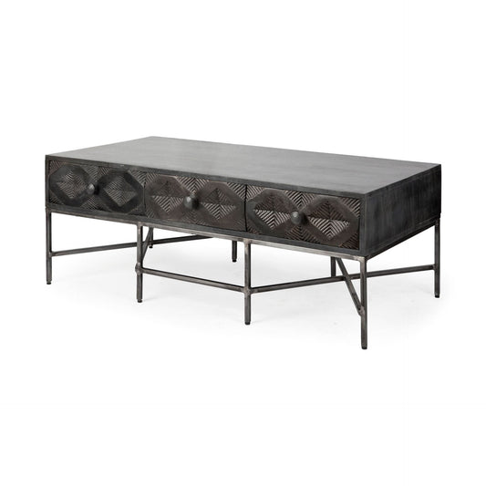 Rectangular Solid Wood Coffee Table W 3 Drawers - Homeroots