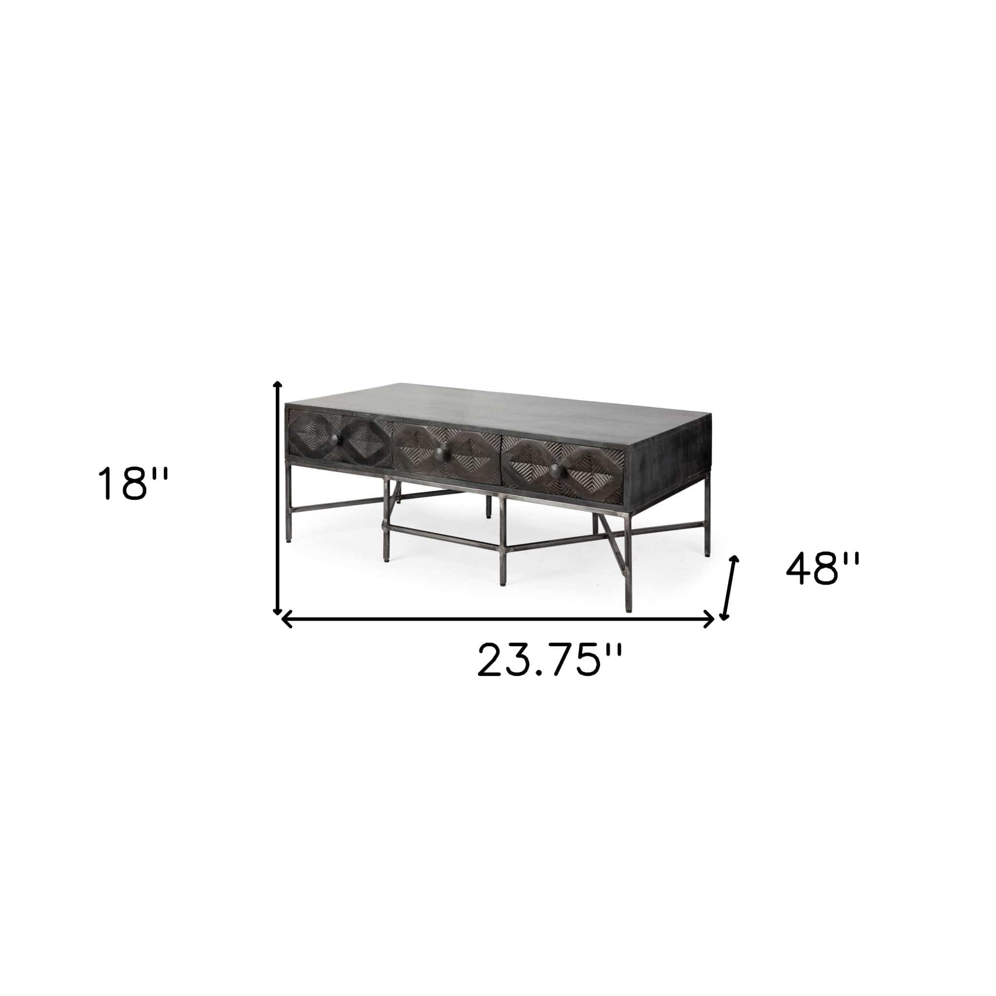 Rectangular Solid Wood Coffee Table W 3 Drawers - Homeroots