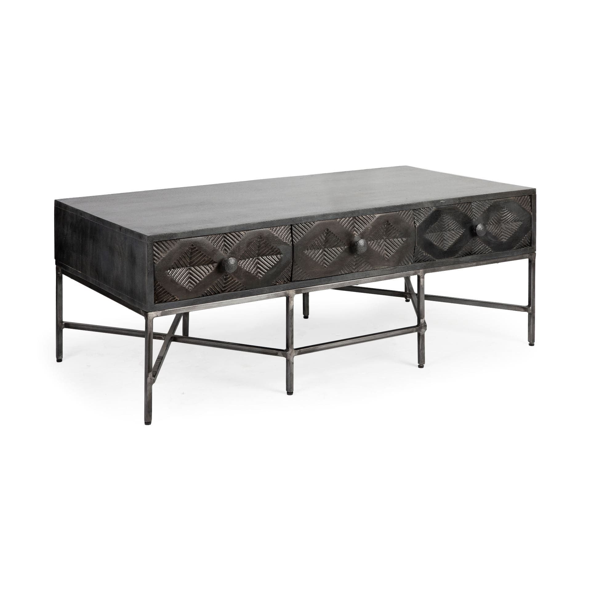 Rectangular Solid Wood Coffee Table W 3 Drawers - Homeroots