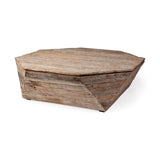 49" Natural Octagon Distressed Lift Top Coffee Table - Homeroots