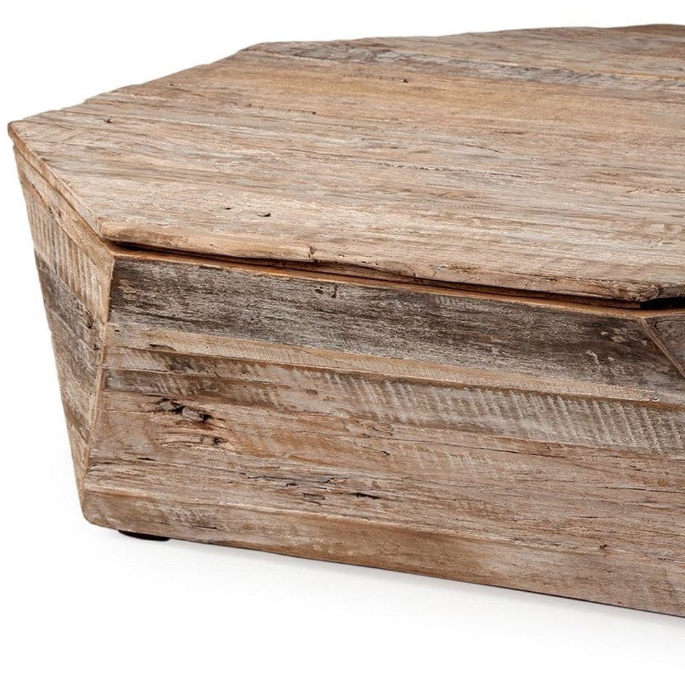 49" Natural Octagon Distressed Lift Top Coffee Table - Homeroots