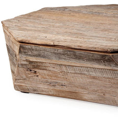 49" Natural Octagon Distressed Lift Top Coffee Table - Homeroots