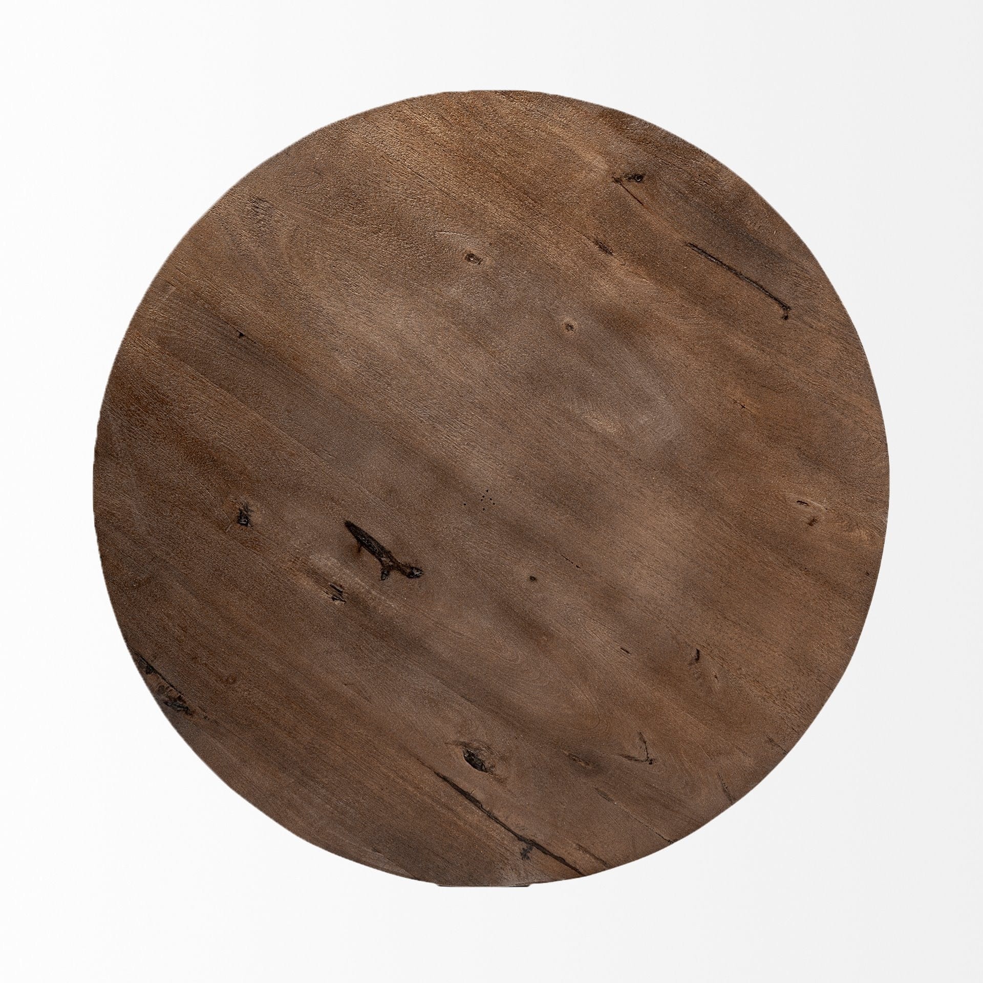 41" Brown And Black Solid Wood And Metal Round Coffee Table - Homeroots