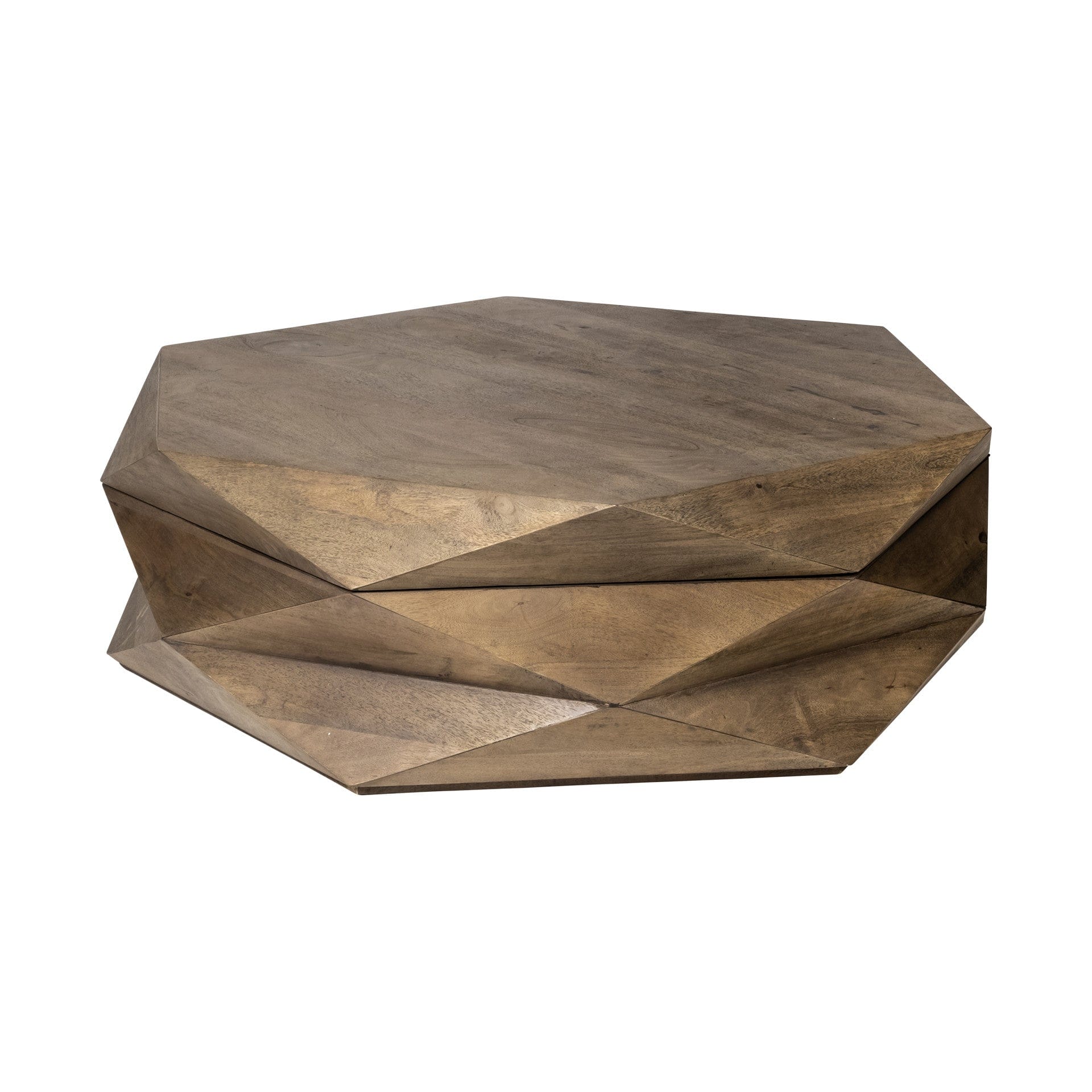 48" Brown Solid And Manufactured Wood Hexagon Coffee Table - Homeroots - Flyclothing LLC