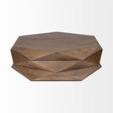 48" Brown Solid And Manufactured Wood Hexagon Coffee Table - Homeroots