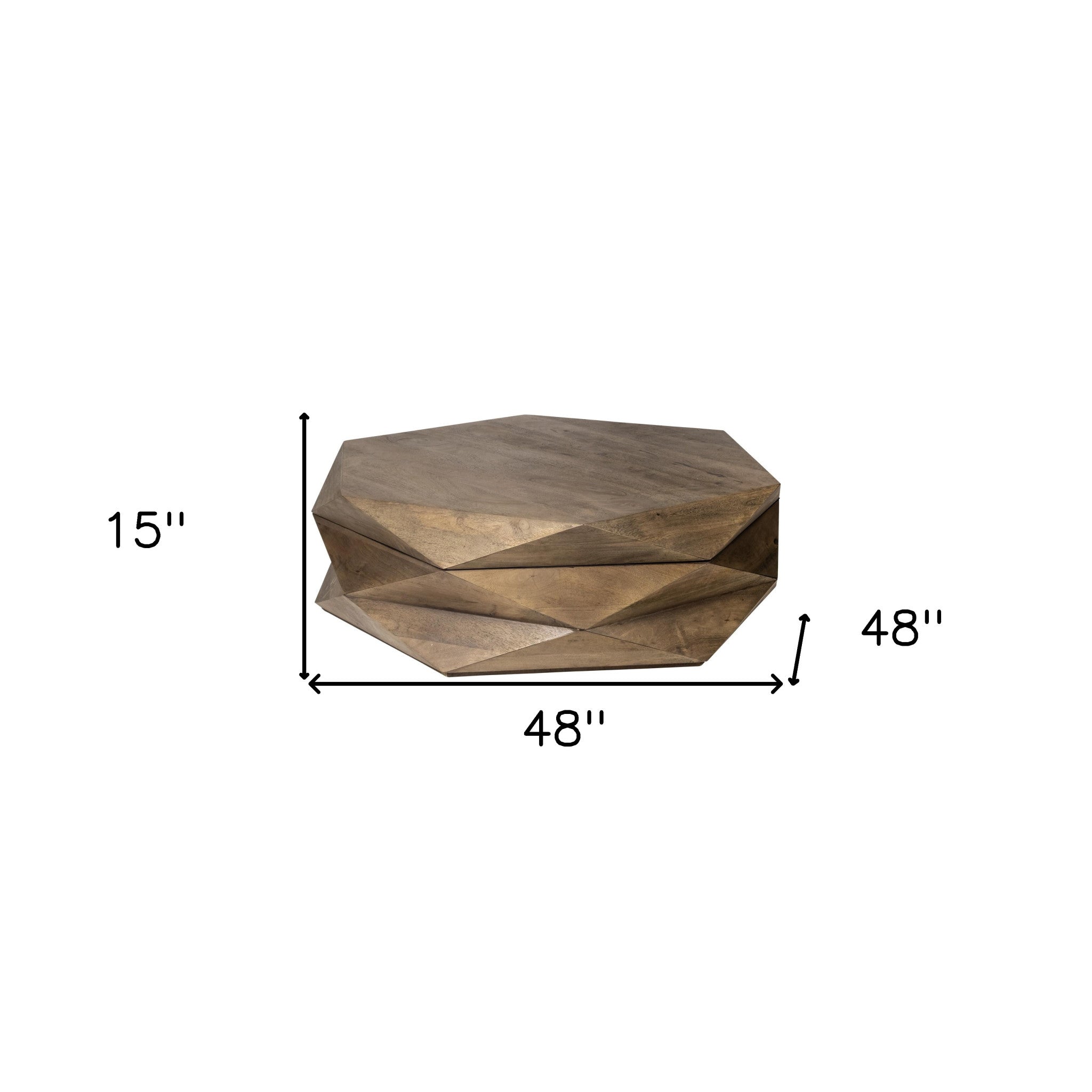 48" Brown Solid And Manufactured Wood Hexagon Coffee Table - Homeroots - Flyclothing LLC