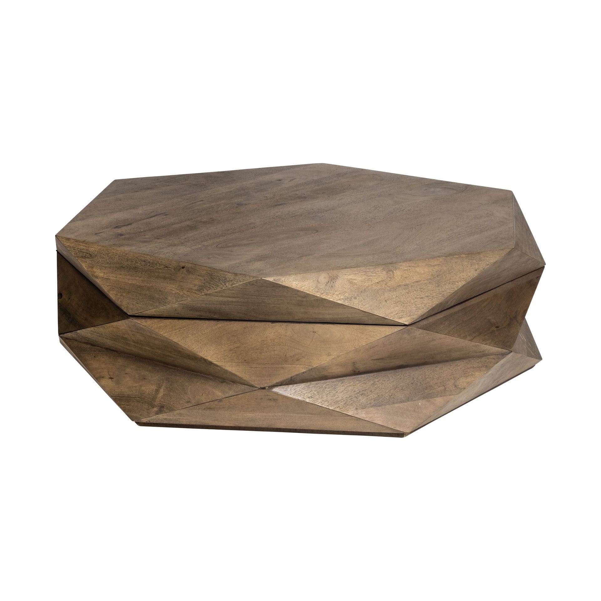 48" Brown Solid And Manufactured Wood Hexagon Coffee Table - Homeroots