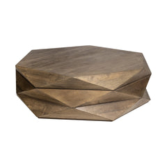 48" Brown Solid And Manufactured Wood Hexagon Coffee Table - Homeroots
