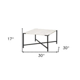 30" Brown And Black Solid And Manufactured Wood And Metal Square Coffee Table - Homeroots