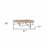 Set of Two 41" Brown And Black Solid Wood And Iron Round Nested Coffee Tables - Homeroots - Flyclothing LLC