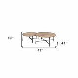 Set of Two 41" Brown And Black Solid Wood And Iron Round Nested Coffee Tables - Homeroots - Flyclothing LLC