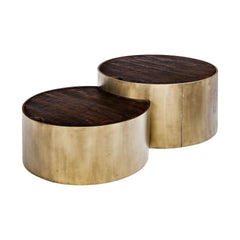S2 39.5" & 31.25" Round Wood Nesting Coffee Tables - Homeroots