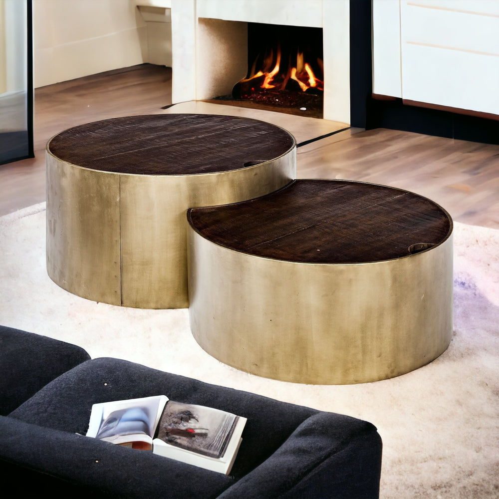 S2 39.5" & 31.25" Round Wood Nesting Coffee Tables - Homeroots - Flyclothing LLC