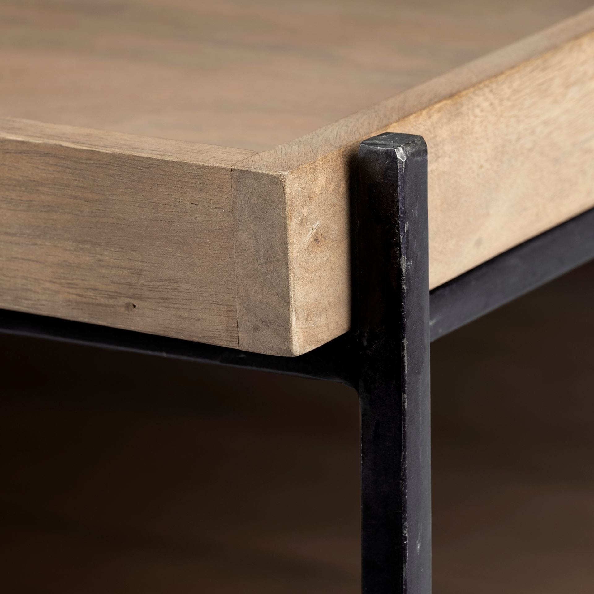 46" Natural And Black Rectangular Coffee Table With Shelf - Homeroots