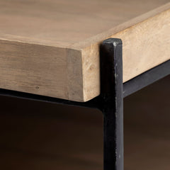 46" Natural And Black Rectangular Coffee Table With Shelf - Homeroots