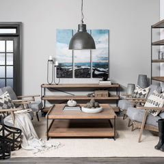 46" Natural And Black Rectangular Coffee Table With Shelf - Homeroots