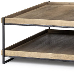 46" Natural And Black Rectangular Coffee Table With Shelf - Homeroots