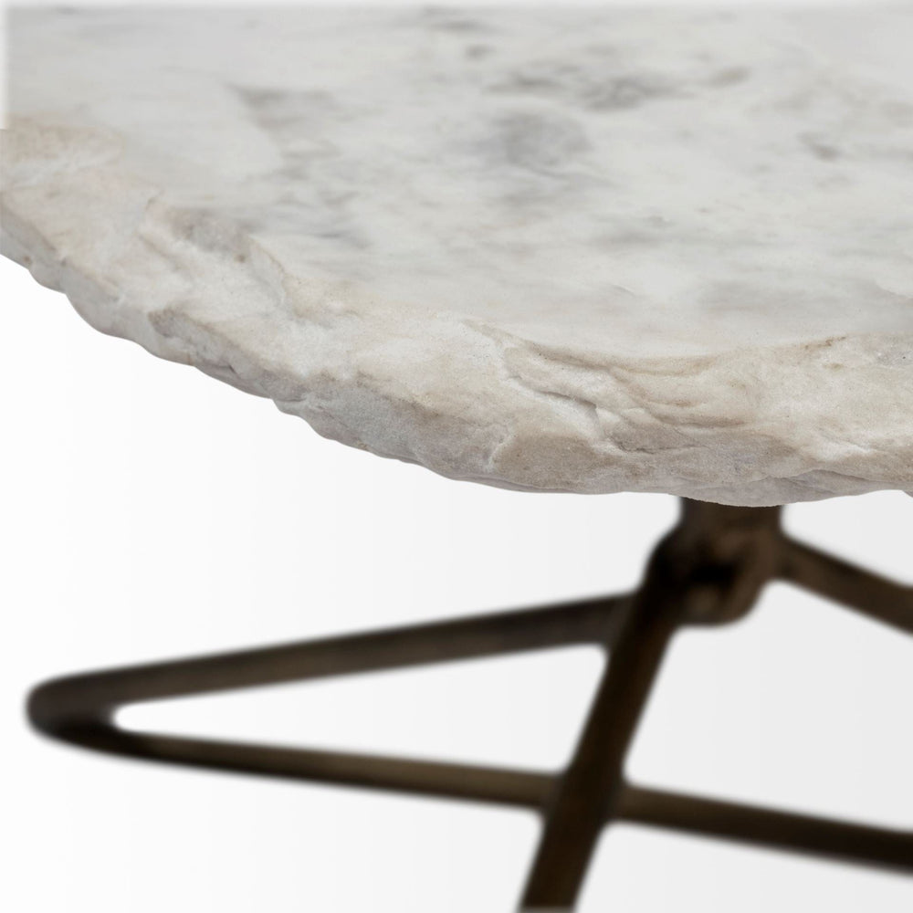 33" White And Gold Genuine Marble And Iron Free Form Coffee Table - Homeroots - Flyclothing LLC