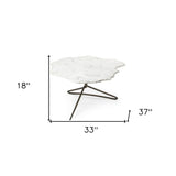 33" White And Gold Genuine Marble And Iron Free Form Coffee Table - Homeroots
