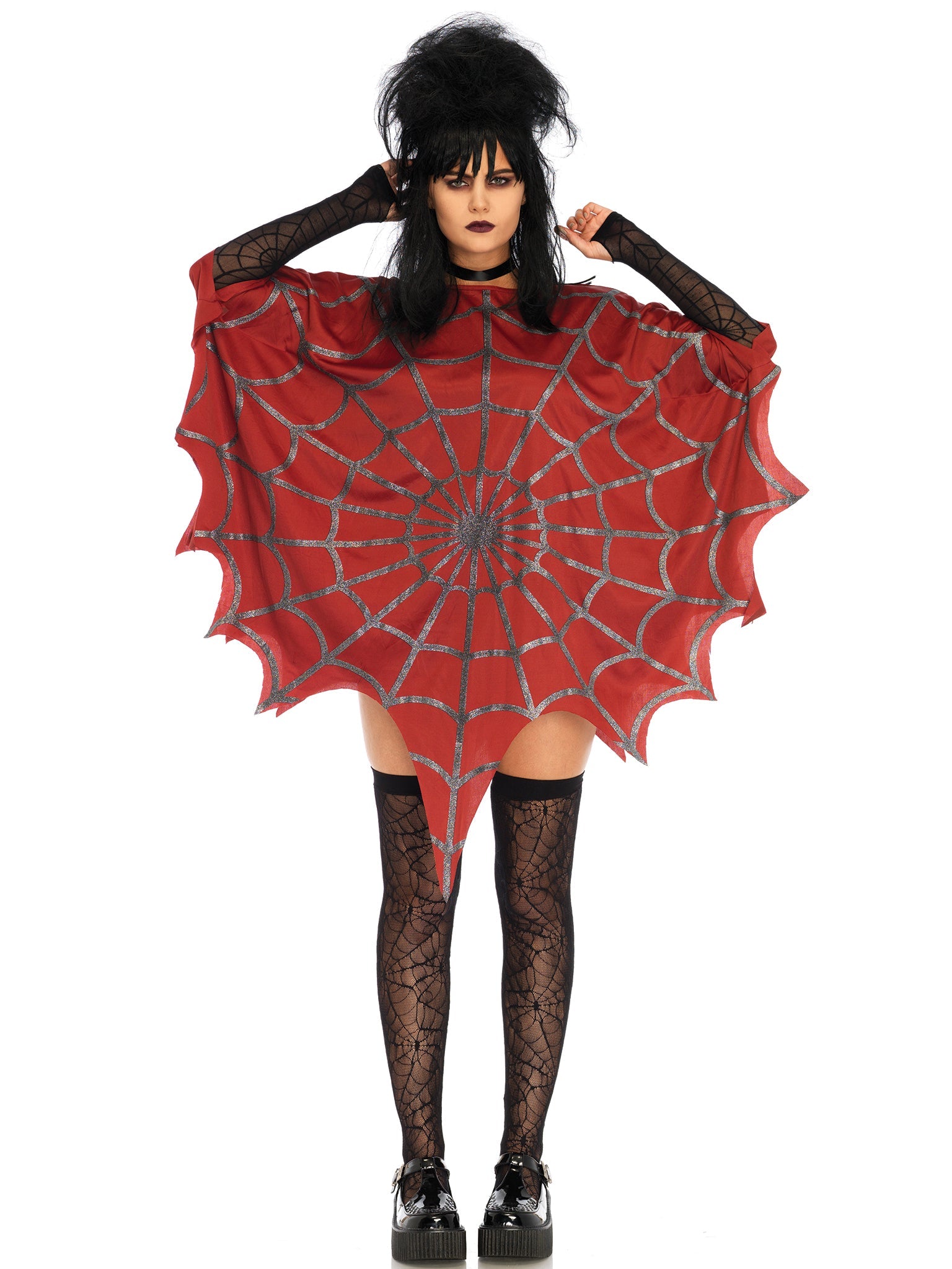 Gothic Glitter Spider Web Costume Poncho