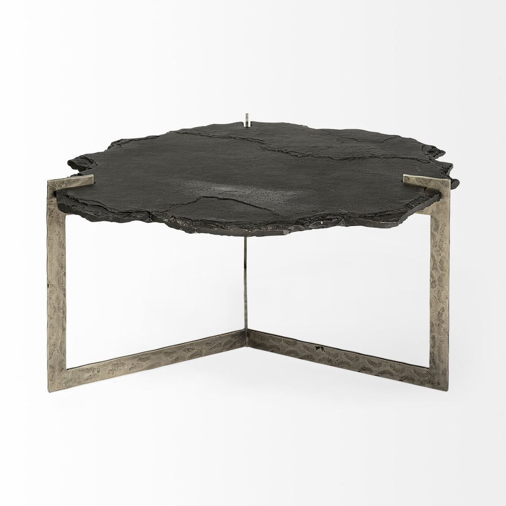 40" Black And Gold Stone And Iron Free Form Distressed Coffee Table - Homeroots - Flyclothing LLC