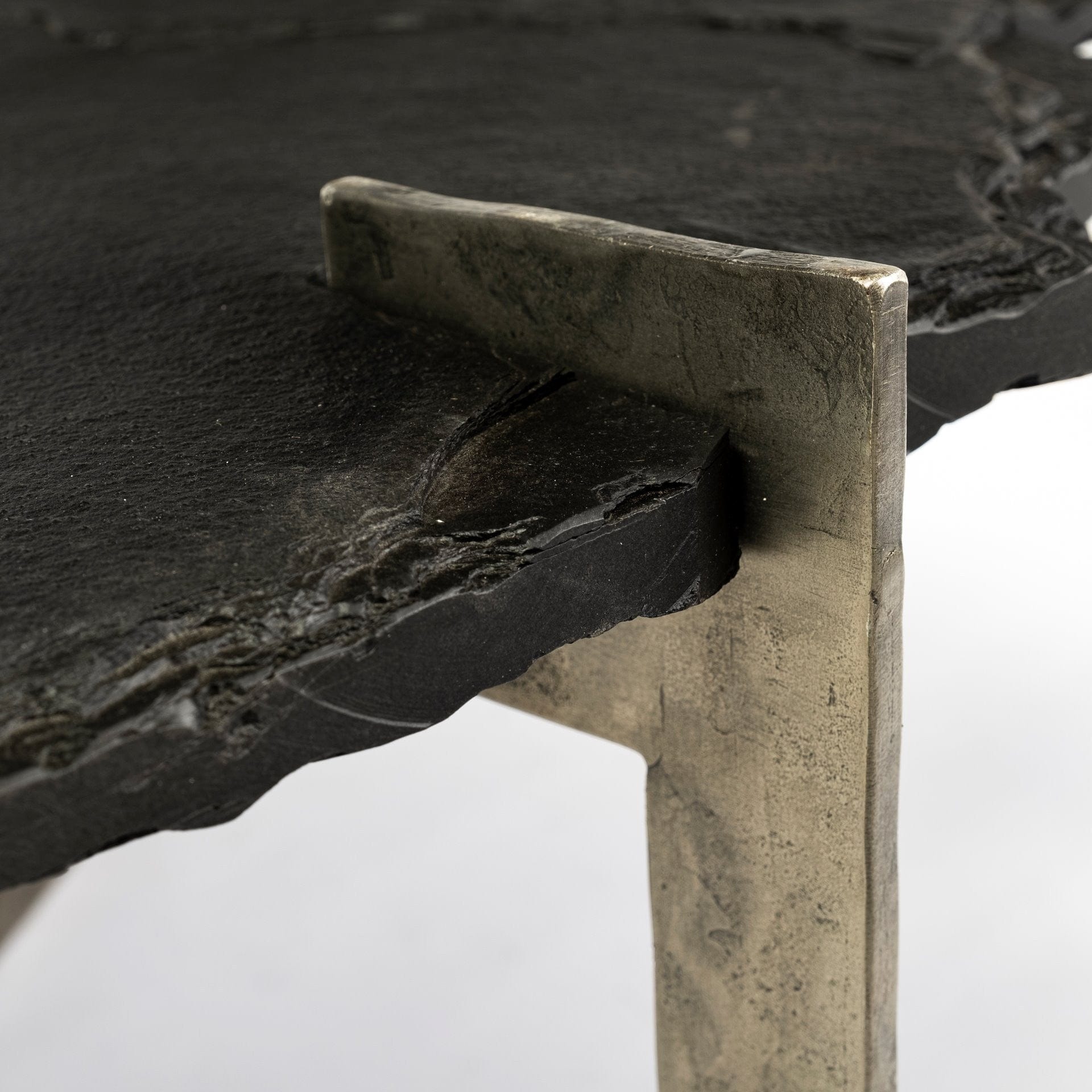 40" Black And Gold Stone And Iron Free Form Distressed Coffee Table - Homeroots - Flyclothing LLC