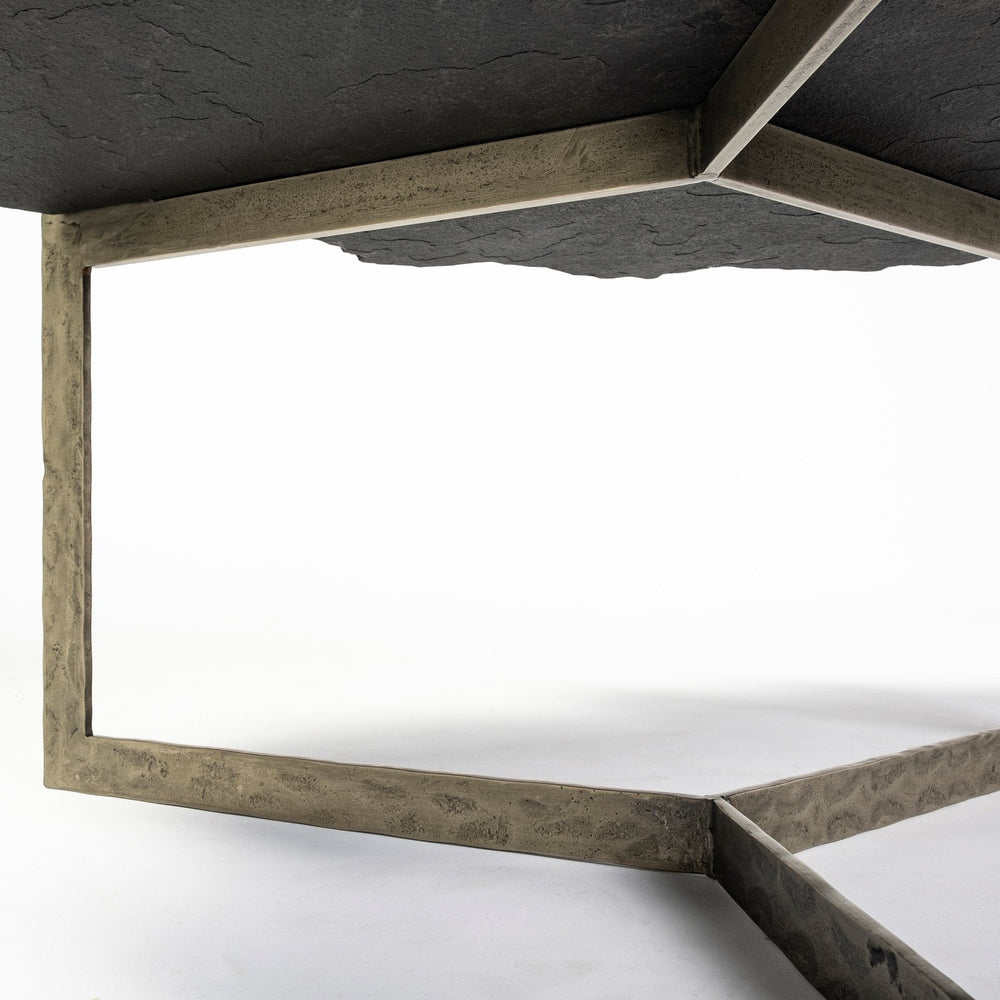 40" Black And Gold Stone And Iron Free Form Distressed Coffee Table - Homeroots - Flyclothing LLC