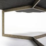40" Black And Gold Stone And Iron Free Form Distressed Coffee Table - Homeroots