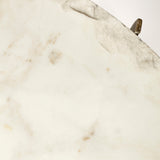 30" White And Gold Genuine Marble And Metal Oval Coffee Table - Homeroots