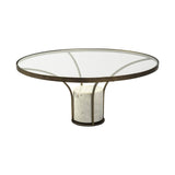 36" Clear And White and Gold Glass And Stone Round Coffee Table - Homeroots