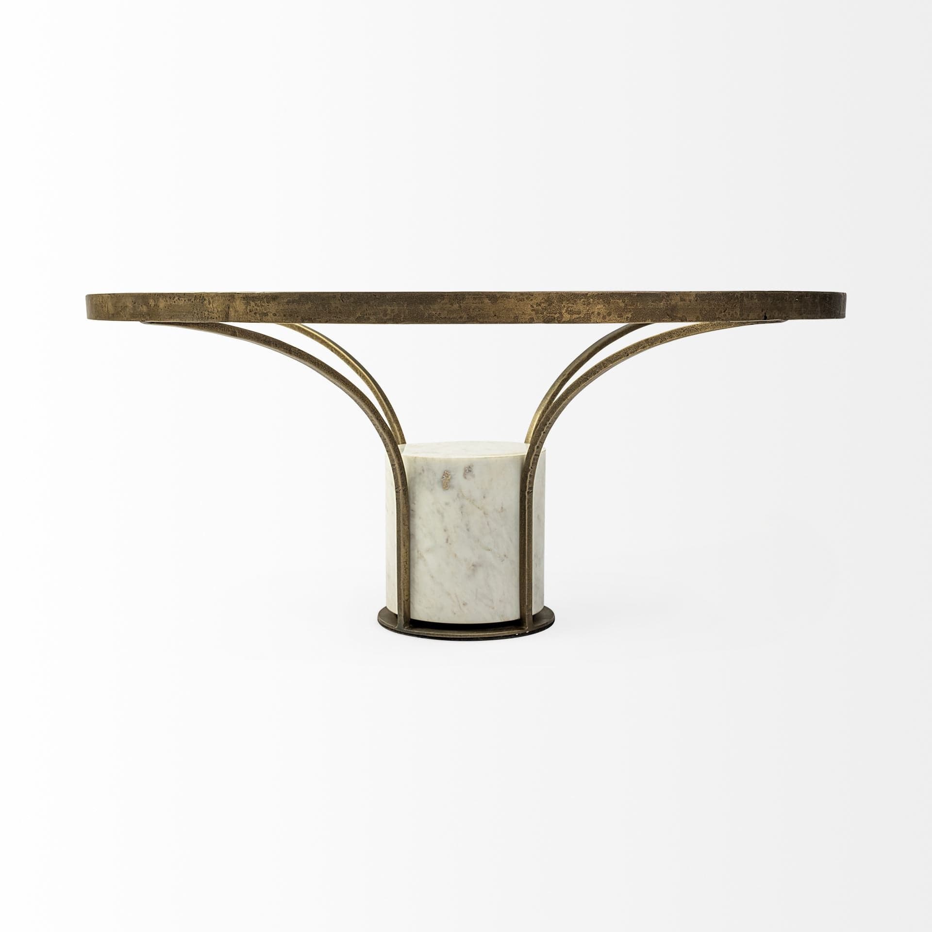 36" Clear And White and Gold Glass And Stone Round Coffee Table - Homeroots - Flyclothing LLC
