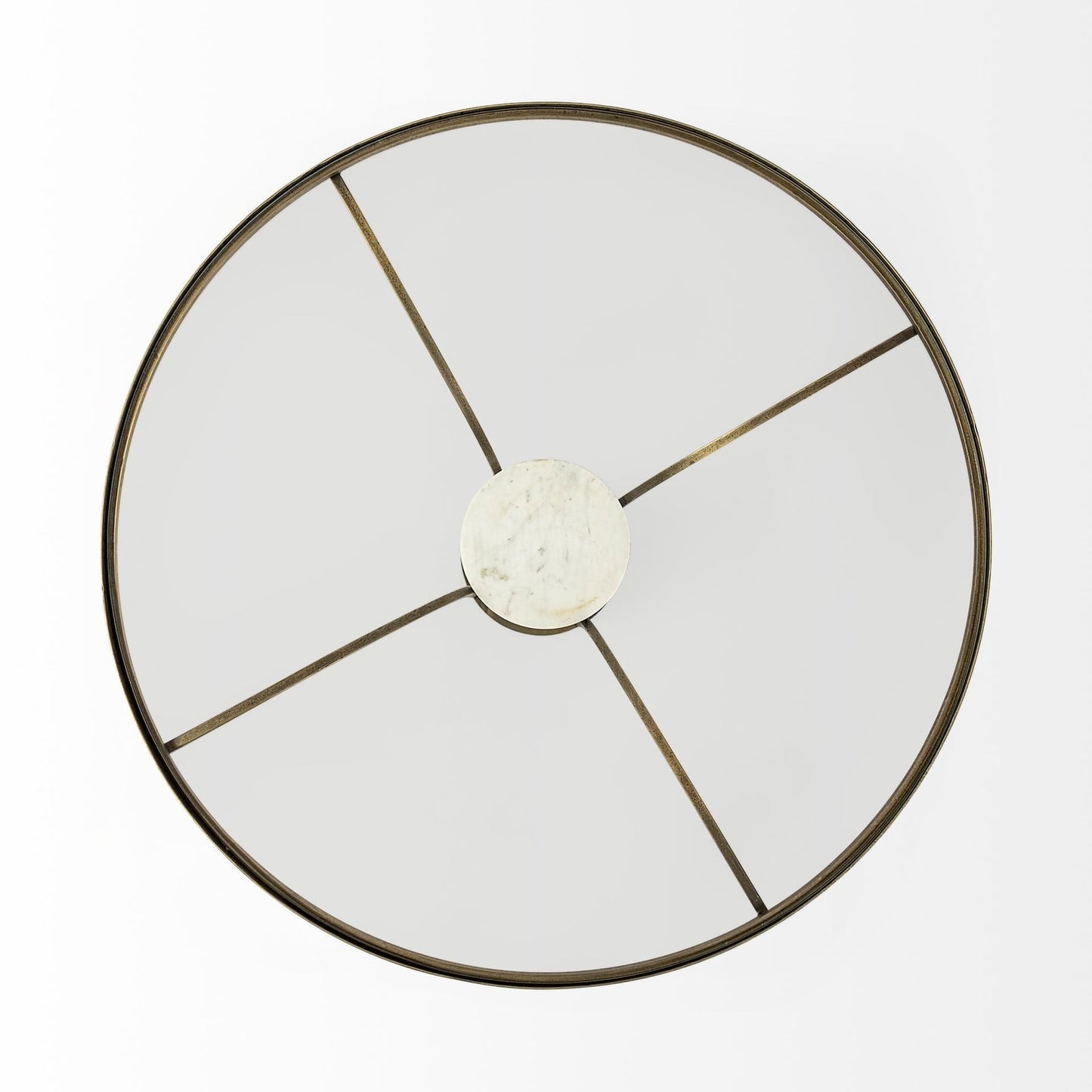 36" Clear And White and Gold Glass And Stone Round Coffee Table - Homeroots - Flyclothing LLC