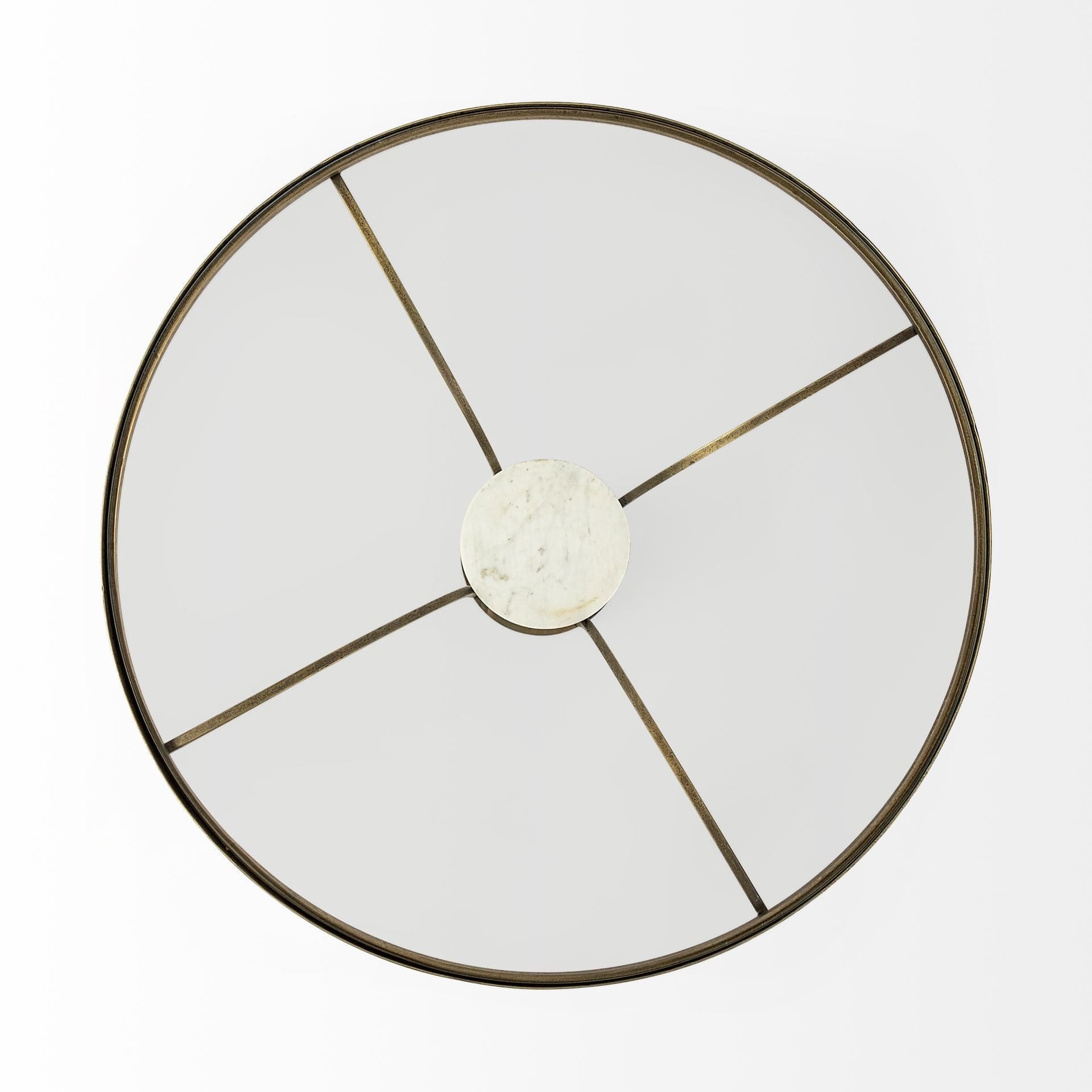 36" Clear And White and Gold Glass And Stone Round Coffee Table - Homeroots - Flyclothing LLC